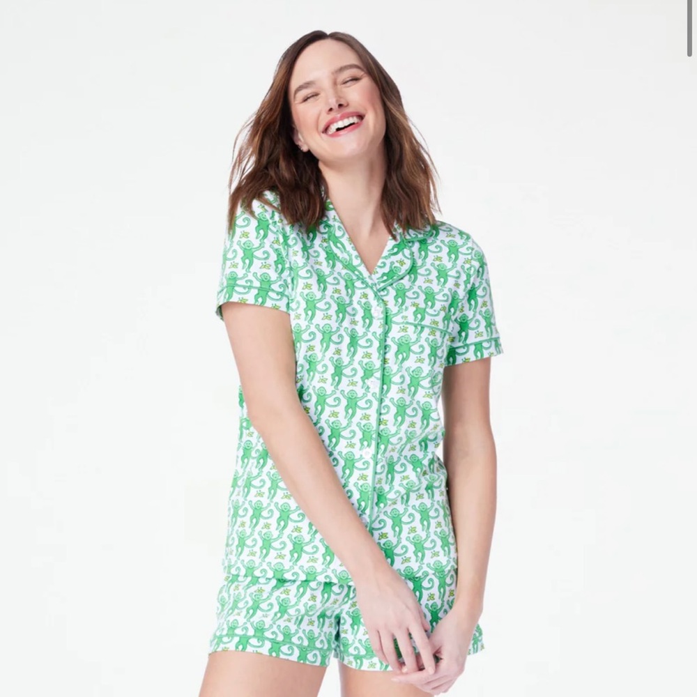 Roller Rabbit Monkey Polo Pajamas in Emerald
